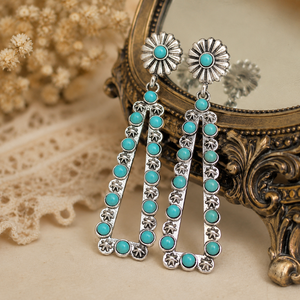 Orecchini pendenti triangolari lunghi da donna, stile vintage, accessori per l'uso quotidiano - Product Image 1