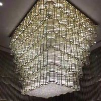 Lustre LED en métal de grande taille, style moderne, personnalisable, carré, pour hôtel, restaurant, maison, villa, centre commercial, dimmable