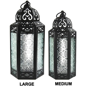 Set of 3 Moroccan Antique Black Metal Candle <strong>Lanterns</strong> Decorative Home Decor Metal Holders &amp; Jars - Product Image 2