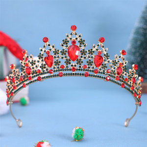All'ingrosso accessori per capelli corona regina per bambini in lega di cristallo trasparente con corona di strass in oro per compleanno gioielli da sposa - Product Image 5