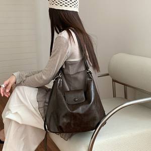 Women's Retro Style <b>Backpack</b> Brown Detachable Strap Zipper Closure Everyday Use Spring 2026 - Product Image 2