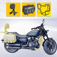 Accessoires pour moto QJ SRV250 / QJ Flash 250LV - Garde-corps, pare-chocs, dossier pliable, sacoches latérales en cuir et toile, sacoche de coffre arrière