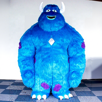 Mascotte géante de monstre aux cheveux longs Costume de mascotte de monstre aux cheveux longs gonflable bleu pour adulte
