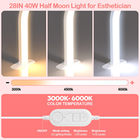 Grande lampe de bureau pour ongles en forme de demi-lune avec support pour téléphone, lampe à ongles en arc de 28 pouces pour manucure professionnelle et travaux de précision