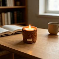 Bougie d'aromathérapie en cire de soja texturée effet béton avec mèche en bois, parfum d'ambiance élégant pour la maison, décoration cadeau de mariage, coffret cadeau personnalisé
