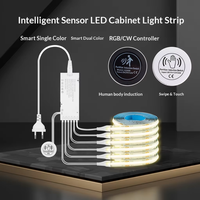 Ruban LED COB 12V avec prise US/EU/UK, flexible, à intensité variable, commande tactile, IP44, rétroéclairage TV, armoire de cuisine, miroir, décoration intérieure