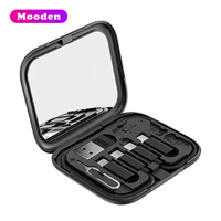 Boîte de câbles de données Mooden X11 60W, kit de câbles USB, charge rapide, adaptateur de charge USB C 4 en 1, pour téléphone portable, voyage, utilisation mobile