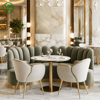 Ensemble de table et chaises de luxe en gros pour usine, avec banquette ronde incurvée en bois et velours, mobilier de restaurant pour hôtel et bar