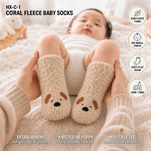 Calcetines de Algodón para Bebés Recién Nacidos, Medias de Punto de Rizo, Calcetines Suaves de Poliéster y Elastano para Niños y Niñas de 0 a 6 Meses - Product Image 1