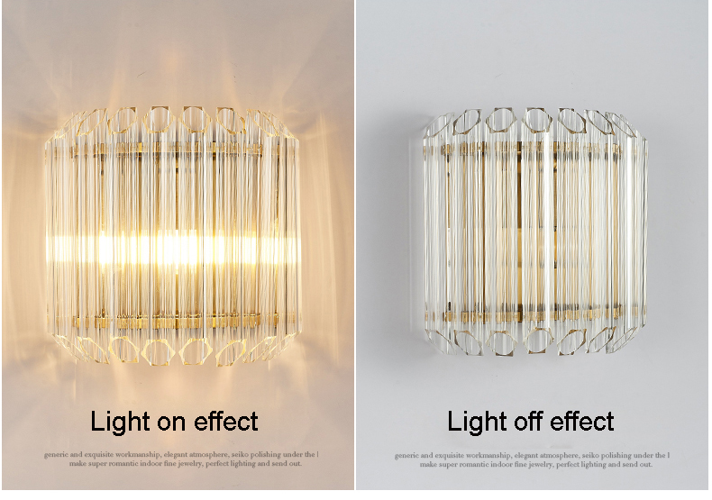 Luxury classic modern living room decorative led crystal glass wall light external hang wall lights