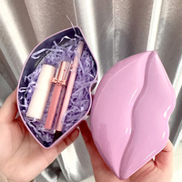 Ensemble de rouge à lèvres mat en forme de lèvres, rouge violet, emballage nude brun rose, combo de rouge à lèvres, kit de rouge à lèvres, marque privée
