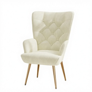 Sillón Convertible de Terciopelo Estilo Moderno de Mediados de Siglo, Resistente, con Botones, Respaldo de Ala, Patas de Metal, para Sala de Estar, Oficina en Casa, Apartamento - Product Image 2