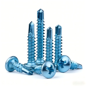 Vis autoperceuses à tête cylindrique zinguée blanche bleue avec traitement thermique pour quille en acier léger - Product Image 1