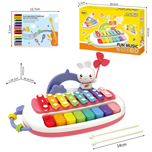 Tambour éducatif 2-en-1 en plastique coloré, jouet <span class=keywords><strong>de</strong></span> dessin animé pour enfants <span class=keywords><strong>de</strong></span> <span class=keywords><strong>18</strong></span> <span class=keywords><strong>mois</strong></span> et plus, <span class=keywords><strong>instrument</strong></span> à frapper avec 8 gammes sonores, vente chaude - Product Image 4