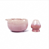 Ensemble de matcha japonais personnalisé rose, poudre de thé vert, 7 pièces, fouet en bambou, bols, ensemble de matcha pour le thé, le café, ensemble de fouet à matcha