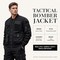 Blouson Bomber Tactique Décontracté Noir pour Homme, Multi-Poches, Style Aviateur, Coupe-Vent, Imperméable, Veste MA1, Techwear Y2K