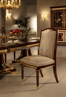 Table à manger rectangulaire en laque brune de style victorien antique, avec sculpture en feuille d'or, style britannique, ensemble de table à manger rectangulaire de luxe