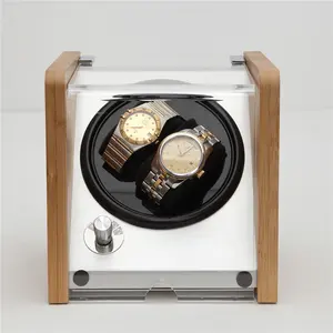 Bamboe Hout Motor Mabuchi Dual Watch Winder Houten Luxe Doos Met Batterij Operated Horloge Winder Voor Automatische Horloge