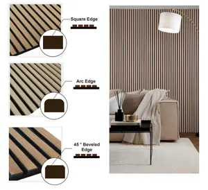 Modern Interior Sound Proof Wall Panel Oak Walnut Veneer MDF Slat Acoustic Panel Slatted Wooden Acoustic Slat Wall Panel