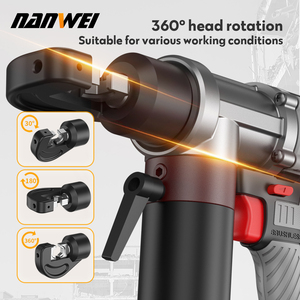 NANWEI Alto rendimiento 60KN Plomería Gas Hvac <span class=keywords><strong>Pex</strong></span> <span class=keywords><strong>Pipe</strong></span> Acero inoxidable Tubo de cobre Herramienta de prensado Batería Herramienta de prensa hidráulica - Product Image 5