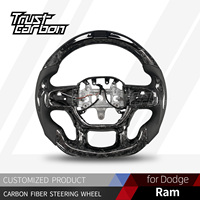 Volant en fibre de carbone forgé personnalisé pour Dodge Ram TRX 1500 3500 4500 18-22 Rebel avec LED Rpm et poignées en cuir noir
