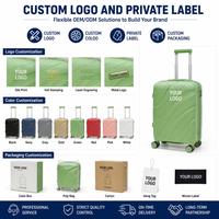 Valise de voyage rigide en PP vert menthe, prête pour l'audit d'usine, roues pivotantes, texture ondulée, poignée latérale, assortiment de vente au détail ODM