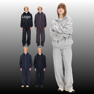 Conjunto Deportivo Informal Minimalista <span class=keywords><strong>de</strong></span> <span class=keywords><strong>Dos</strong></span> Piezas, Transpirable, <span class=keywords><strong>de</strong></span> Poliéster y Algodón, con Interior <span class=keywords><strong>de</strong></span> Felpa, Unisex, Talla Grande, para un Estilo Urbano Moderno - Product Image 1