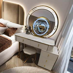 Coiffeuse Moderne, Compacte et Intelligente avec Miroir Lumineux LED et Cabinet de Recharge pour <span class=keywords><strong>Chambre</strong></span> ou Salon, Table de Maquillage en <span class=keywords><strong>Bois</strong></span> - Product Image 6