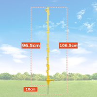 Kunststof afrasteringspaal 106,5 cm PP UV-bestendig elektrisch afrasteringspaal met 8 draadhouders