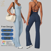Ensemble de yoga décontracté extensible pour femme : pantalon large respirant en dentelle unie avec effet push-up et soutien-gorge de sport croisé au dos