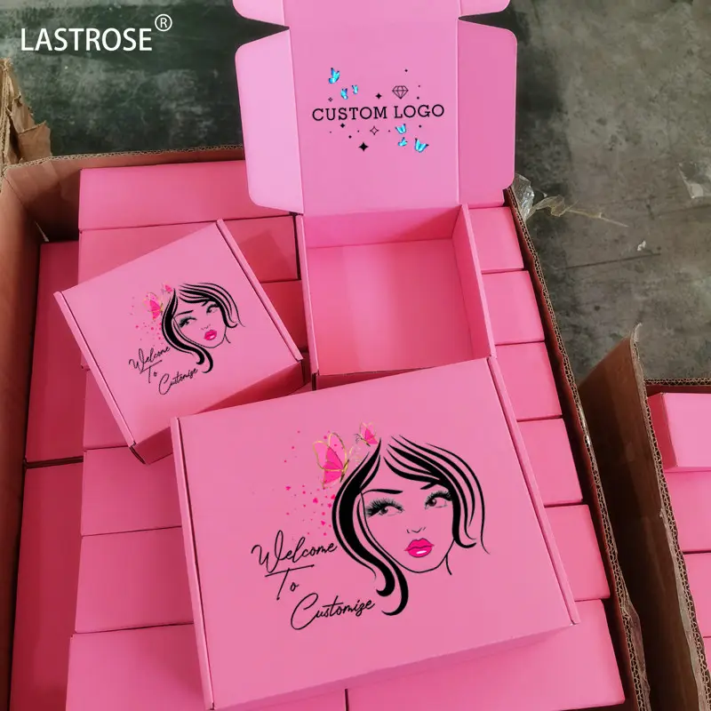 Emballage de cils roses perruque de cheveux boîte-cadeau emballage en papier carton emballage boîte d'expédition postale