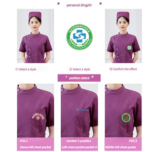 Điều dưỡng đồng phục dệt cotton polyester dài tay áo ngắn phong cách chia bộ Unisex màu tím phòng điều hành hàng đầu + quần Bệnh viện Y tế - Product Image 3