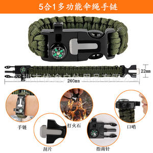 Kit de supervivencia compacto para exteriores, bolsa de primeros auxilios con linterna multiherramienta, brújula y pulsera de paracord para emergencias y aventuras. - Product Image 2