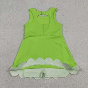 En Stock: Vestido de Yoga sin Mangas para Niñas con Estampado de Puntos Lime Dots, Ropa Deportiva al por Mayor, Nueva Moda, Ropa Deportiva Infantil de Boutique - Product Image 4