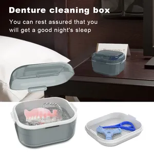 Hot bán hàm răng giả trường hợp nhựa giả hàm răng giả Cleaner Box với bộ lọc Net nha khoa hàm răng giả trường hợp để làm sạch và lưu trữ