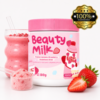 Fraise Glutathion Lait De Beauté En Poudre OEM ODM Marque Privée Pot 180g Boisson Instantanée Japonaise Antioxydant Complément