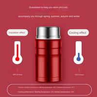 Récipient alimentaire en acier inoxydable Fiole thermos sous vide Pot isolé Boîte à lunch Conteneur thermique étanche