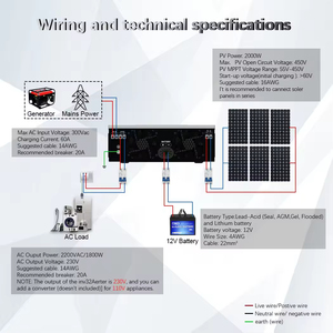 อินเวอร์เตอร์2.2KW 3.KW พลังงานแสงอาทิตย์แบบกริดอินเวอร์เตอร์แบบไฮบริด MPPT DC 12/24V AC 230V จัดส่งฟรี - Product Image 5