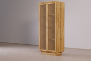 René série armoire en bois de teck massif chambre appartement minimaliste rotin Accent couleur naturelle MDF carcasse acrylique évier robinet - Product Image 3