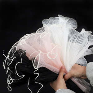 Pearl Pleated Wave Mesh Korean Flower Wrapping Paper Material Yarn Spray Yarn Package Flower Mesh Flower Bouquet Decoration
