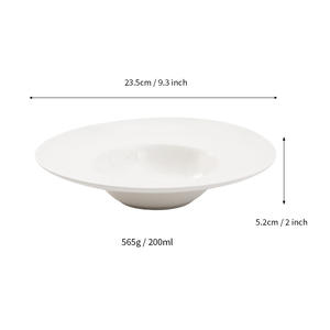 Plato de cerámica blanco de 23.5 cm, redondo, de color sólido, para hotel, fiestas, platos de estilo occidental. - Product Image 1