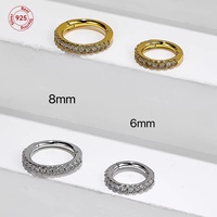 Anting-anting perak Sterling YW 925 bertahtakan zircon untuk wanita, anting-anting kecil untuk tindik septum hidung, tindik tubuh