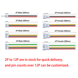 Kabel Terminal PH2.0mm Pitch Female Male 26AWG Single-end Wiring Harness 200mm Tersedia 2 4 6 8 10 12p untuk Kelistrikan Otomotif - Product Image 3