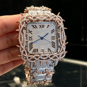 Hip Hop Business Square Case Stainless Steel Square Case Moissanite Diamond Automatic Mechanical Movement Style Sapphire <b>Crystal</b> - Product Image 6