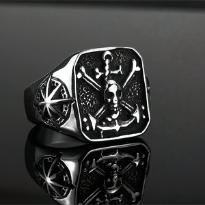 Men's Stainless Steel <b>Ring</b> Skeleton Pirate Design Hip Hop Style Gift Jewelry - Product Image 1