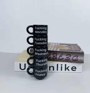 Top Seller Porcelain Cappuccino Cup Stackable Mug Sets Nordic Style Mini Size Ceramic Coffee Cups with Custom Logo Print