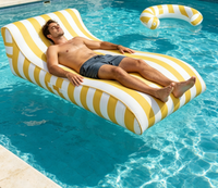 Chaise longue gonflable avec housse en tissu Oxford 600D, chaise flottante classique rayée pour piscine, chaise de plage pour adultes en PVC