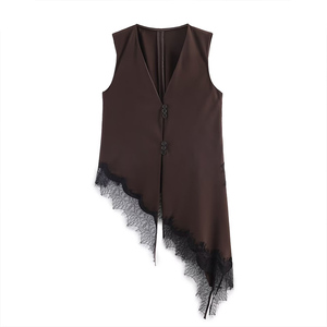 Vêtements pour femmes ZATRHMBM, nouvelle mode 2025, veste asymétrique en dentelle, style rétro décontracté, manches longues, coupe ajustée, veste polyvalente pour femmes - Product Image 1