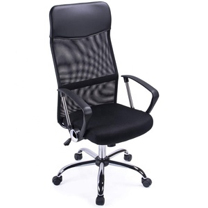 Chaise de <span class=keywords><strong>bureau</strong></span> ergonomique en maille de gros pour cadres, avec roulettes, entièrement noire, dossier grand et haut, pour personnes en surpoids - Product Image 1