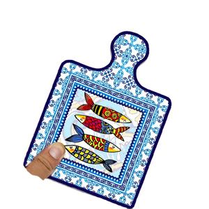 Vente en gros <span class=keywords><strong>Plaque</strong></span> découpée pour trépied en céramique imprimée de style portugais Tapis et tampons en céramique sublimés avec fond en liège - Product Image 1